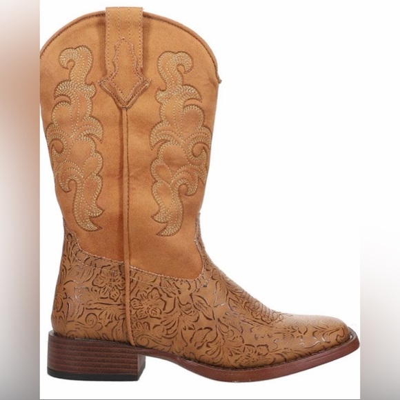 Roper Shoes - Roper Kacey Embossed Square Toes Tan Womens Western Boot 9